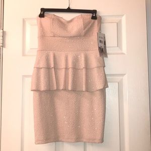 Strapless Champagne Peplum Honey and Rosie Dress